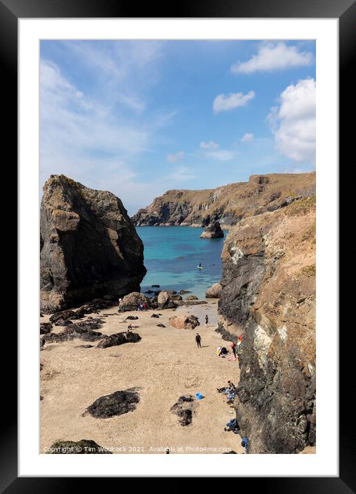 Kynance Cove on a stunning sunny day. Framed Mounted Print by Tim Woolcock