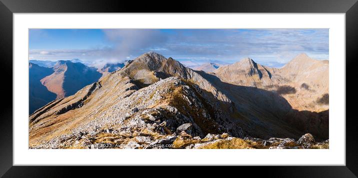 Breath-taking Kintail Sisters Panorama Framed Mounted Print by Mark Greenwood