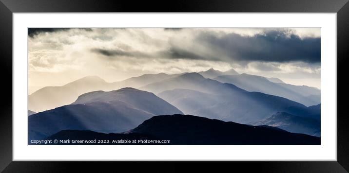 Ben Cruachan in the Rays Framed Mounted Print by Mark Greenwood