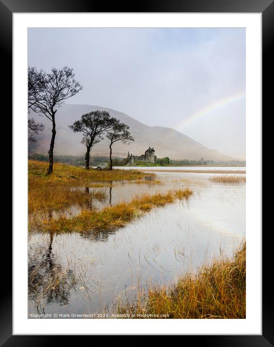 Kilchurn Castle Rainbow Framed Mounted Print by Mark Greenwood