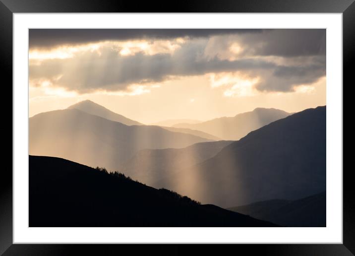 Mountains at Sunset Framed Mounted Print by Mark Greenwood