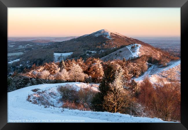Snowy Malverns just after sunrise Framed Print by Bruce Little