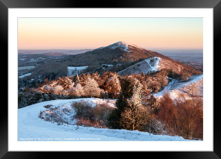 Snowy Malverns just after sunrise Framed Mounted Print by Bruce Little