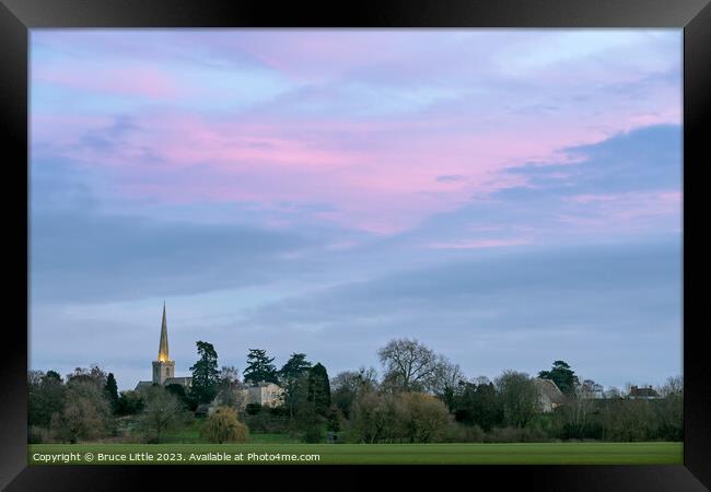 Mauve Skies Over Bredon Church Framed Print by Bruce Little