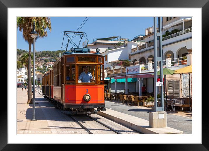 Port de Soller tram Framed Mounted Print by Bruce Little