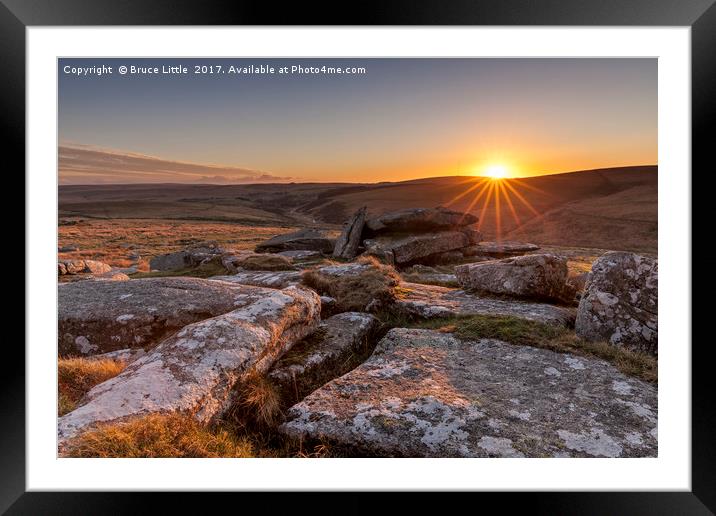 Sunset from Little Bee Tor, Dartmoor Framed Mounted Print by Bruce Little