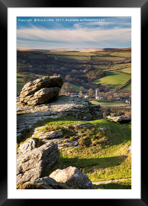 Widecombe in the Moor from Tunhill rocks Framed Mounted Print by Bruce Little