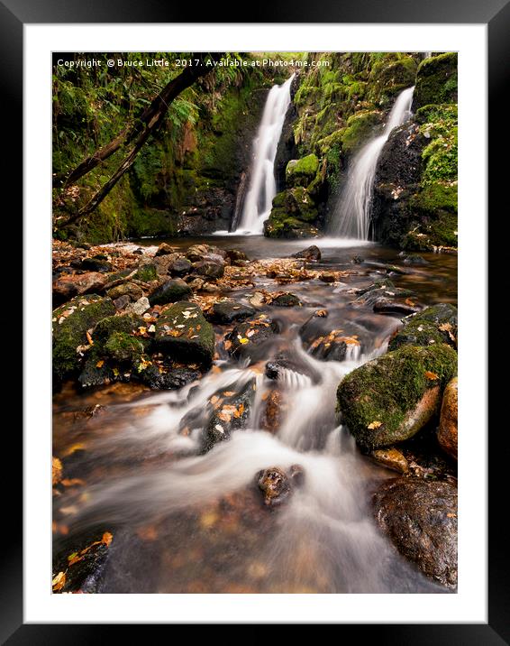 Enchanting Twin Waterfalls in Dartmoor Framed Mounted Print by Bruce Little