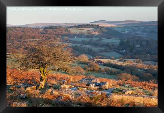 View from Combestone Tor Framed Print by Bruce Little
