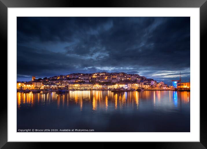 Brixham at Night Framed Mounted Print by Bruce Little