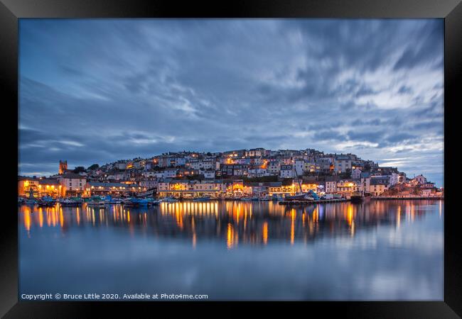 Brixham Blue Hour Reflections Framed Print by Bruce Little