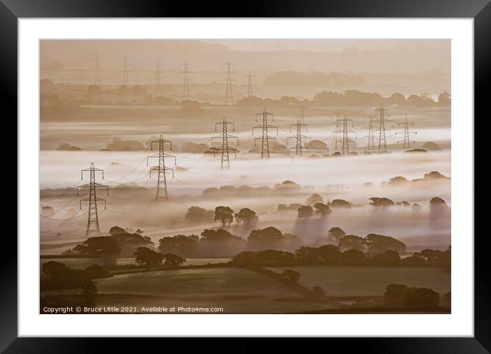 Pylons in the Mist, Marshwood Vale Framed Mounted Print by Bruce Little
