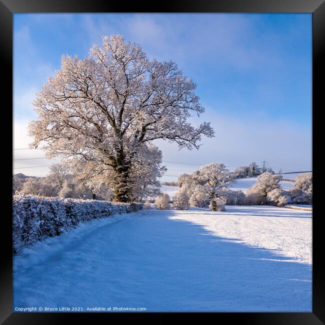 East Devon Snowy Scene Framed Print by Bruce Little