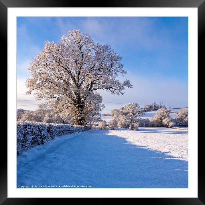 East Devon Snowy Scene Framed Mounted Print by Bruce Little