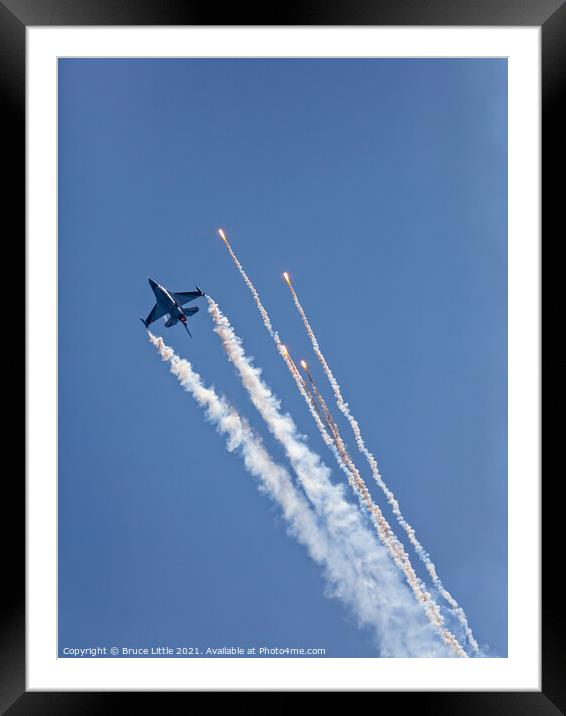 F-16 Flare Framed Mounted Print by Bruce Little