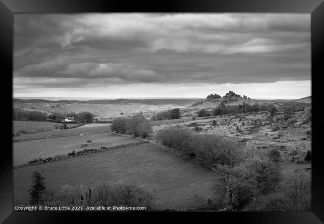 Hound Tor in Black and White Framed Print by Bruce Little