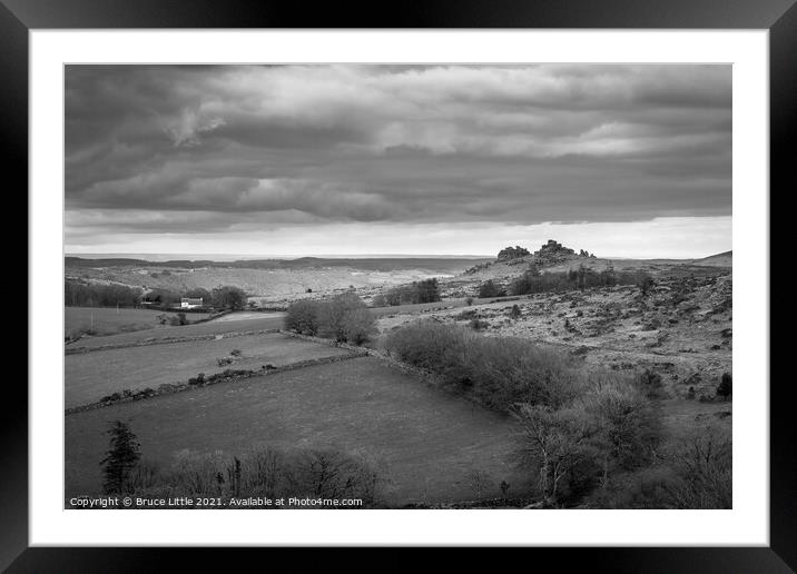 Hound Tor in Black and White Framed Mounted Print by Bruce Little
