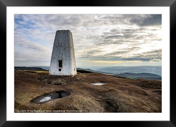 Stanage Edge Trig Point S2156 - Peak District Framed Mounted Print by Joy Newbould