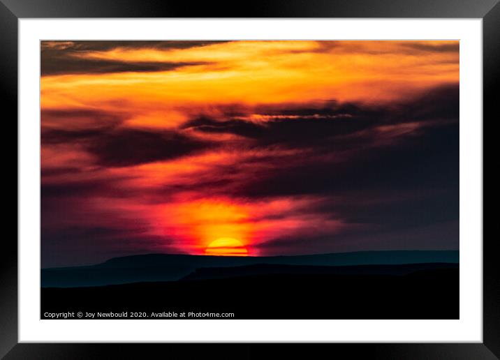 Sunset behind hills in the Peak District Framed Mounted Print by Joy Newbould