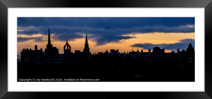 Edinburgh Skyline Silhouette Framed Mounted Print by Joy Newbould