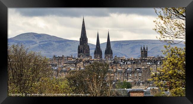 View over Edinburgh with St Mary's Cathedral spires Framed Print by Joy Newbould