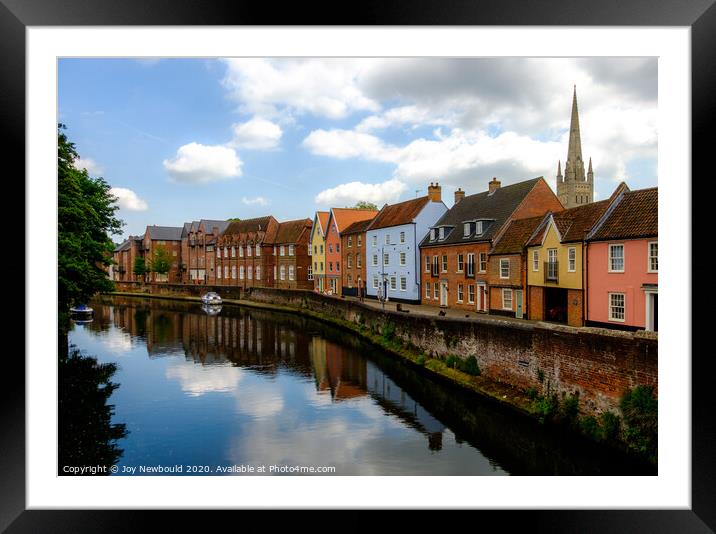 Norwich Riverside Scene Framed Mounted Print by Joy Newbould