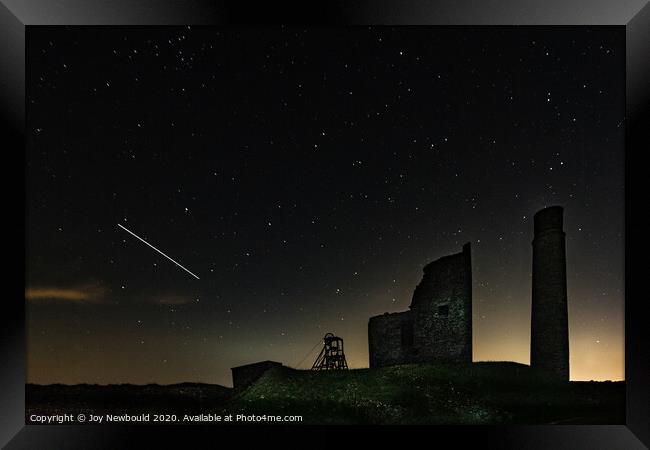 Magpie Mine with Stars and Meteor Trail Framed Print by Joy Newbould