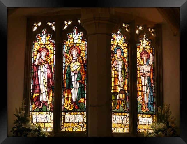 The Archangel Window, St Mary's, Morthoe, North De Framed Print by Paul Trembling