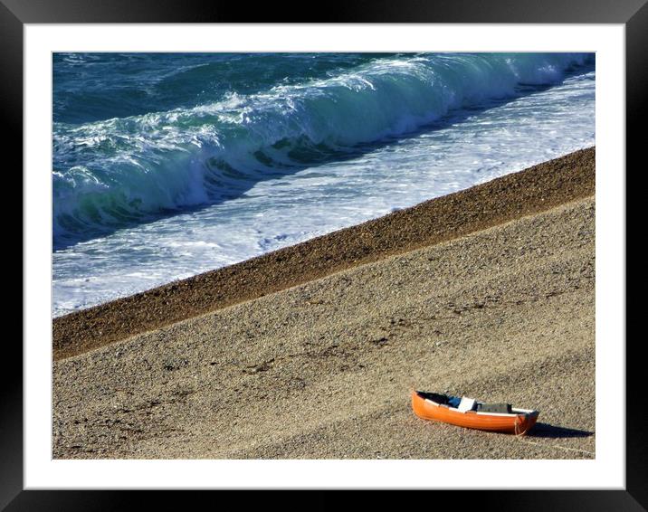Boat on Chesil Beach Framed Mounted Print by Paul Trembling