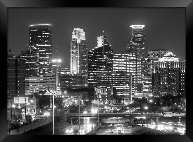 Minneapolis at Night Framed Print by Jim Hughes