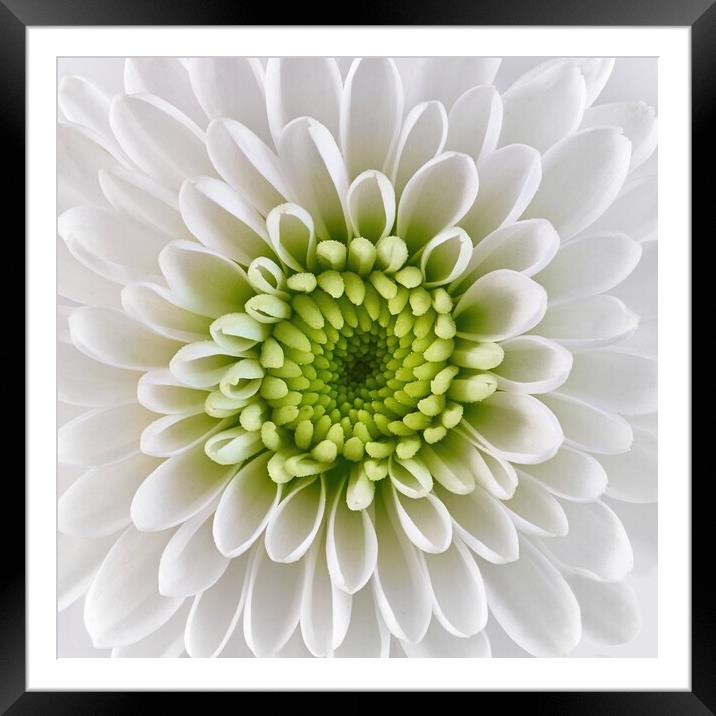 White and Green  Chrysanthemum Framed Mounted Print by Jim Hughes