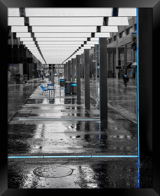 Nicollet Mall In The Rain Framed Print by Jim Hughes