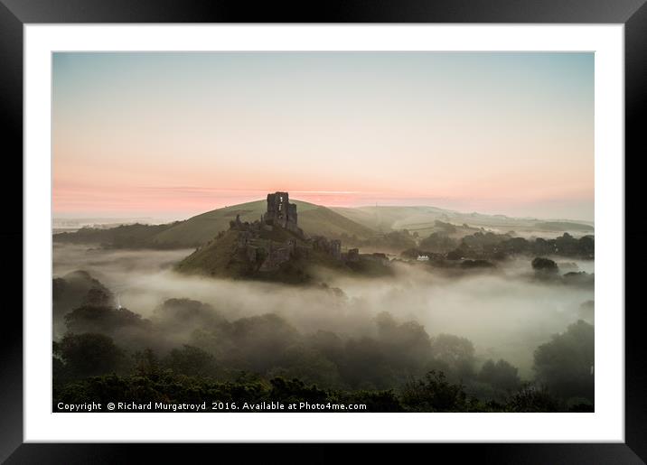 Corfe Castle in the mist Framed Mounted Print by Richard Murgatroyd