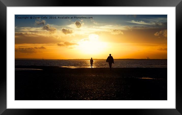 Finding You,At Sunset Framed Mounted Print by Zuzer Cofie