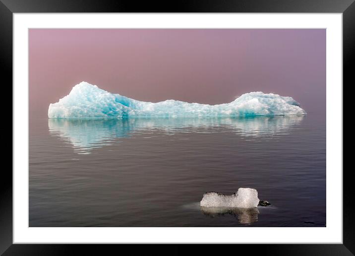 Ice floating in the Jokulsarlon Glacier Lagoon Iceland Framed Mounted Print by Tony Bishop