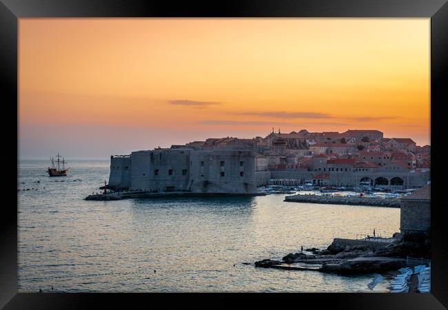 Sunset over Dubrovnik Framed Print by Tony Bishop