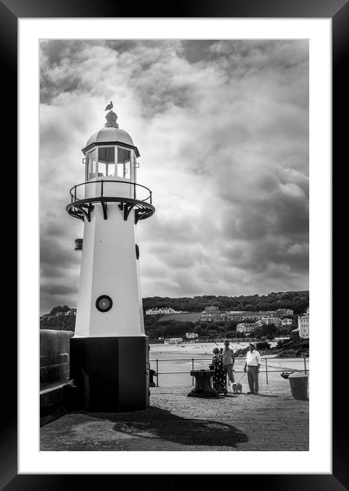 St Ives Lighthouse Framed Mounted Print by Tony Bishop
