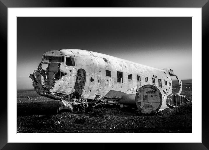Crashed Plane Iceland Framed Mounted Print by Tony Bishop