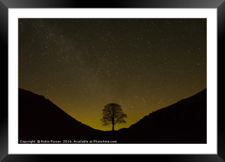 Aurora Over Sycamore Gap Framed Mounted Print by Robin Purser