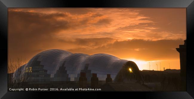 Sunrise over Sage Gateshead Framed Print by Robin Purser