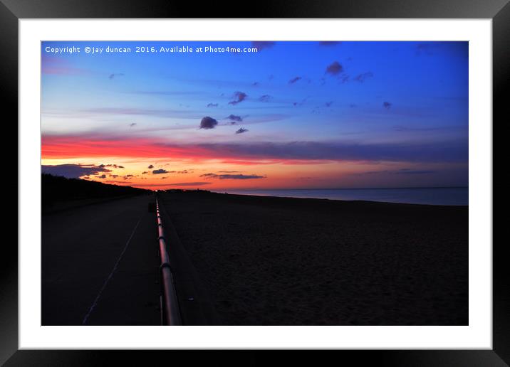 sunset on cleethorpes beach Framed Mounted Print by jay duncan