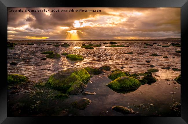 Sunset at Troon beach Framed Print by Cameron Shaw