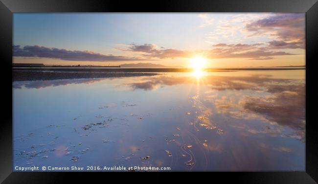Sunset at Barassie Beach, Troon Framed Print by Cameron Shaw