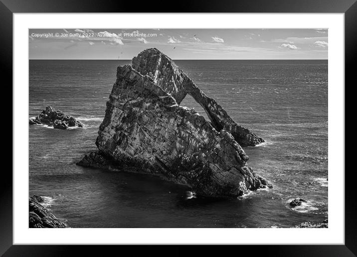 Bow Fiddle Rock, Portknockie, Scotland in Mono Framed Mounted Print by Joe Dailly