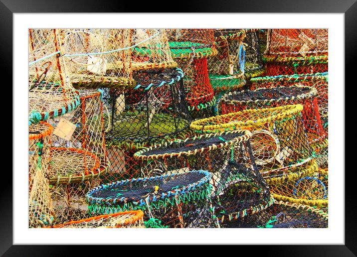Crab pots stacked in Brixham Harbour Framed Mounted Print by Tom Wade-West