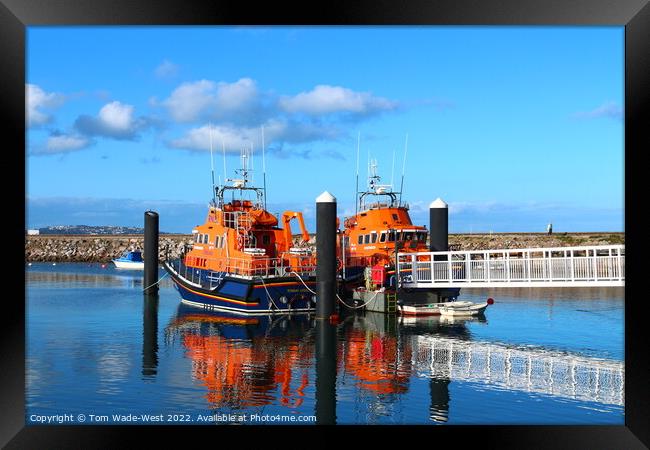 Lifeboats in Brixham Harbour Framed Print by Tom Wade-West