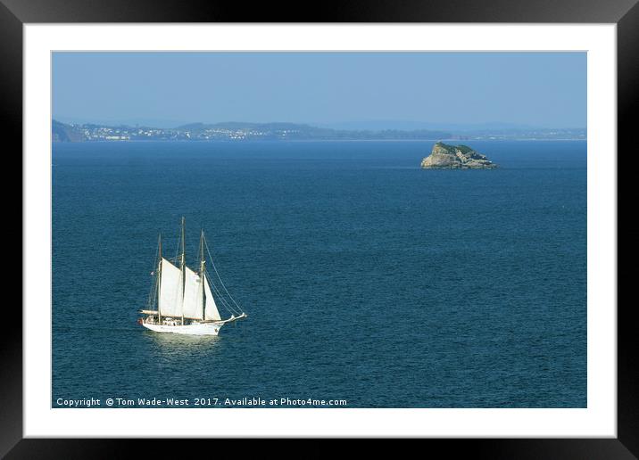 Tall Ship Passing Thatcher's Rock Framed Mounted Print by Tom Wade-West