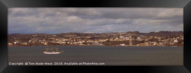 Tall Ship 'Danmark' departing Torbay Framed Print by Tom Wade-West