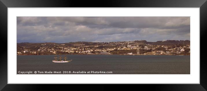Tall Ship 'Danmark' departing Torbay Framed Mounted Print by Tom Wade-West