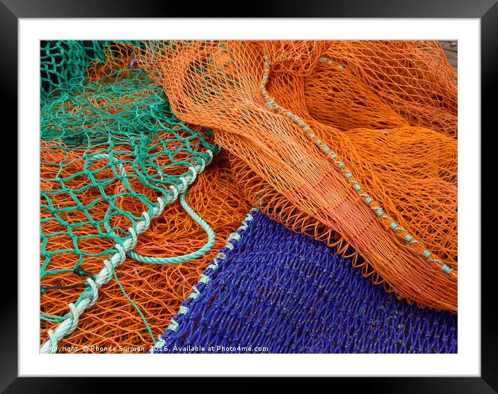 Colourful fishing nets Framed Mounted Print by Rhonda Surman